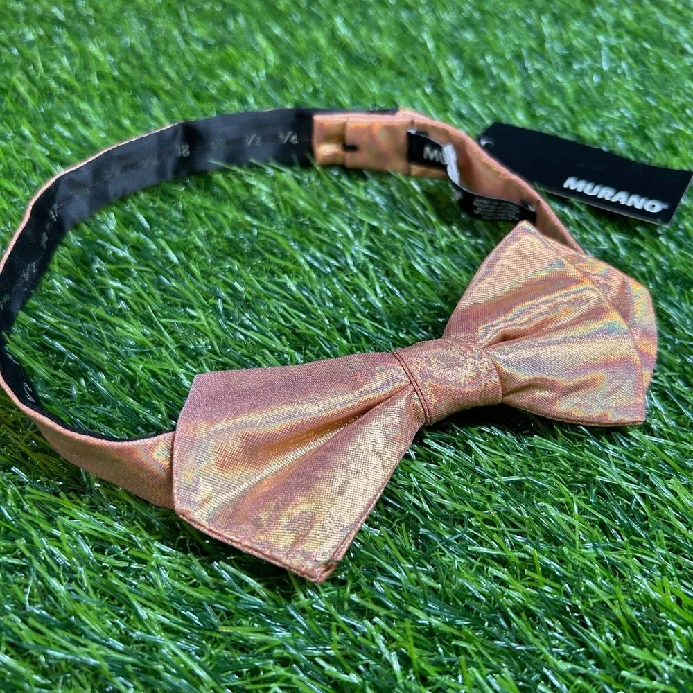 Murano Iridescent Pre-Tied Bow Tie Mens One Size Gold Metallic Adjustable NWT